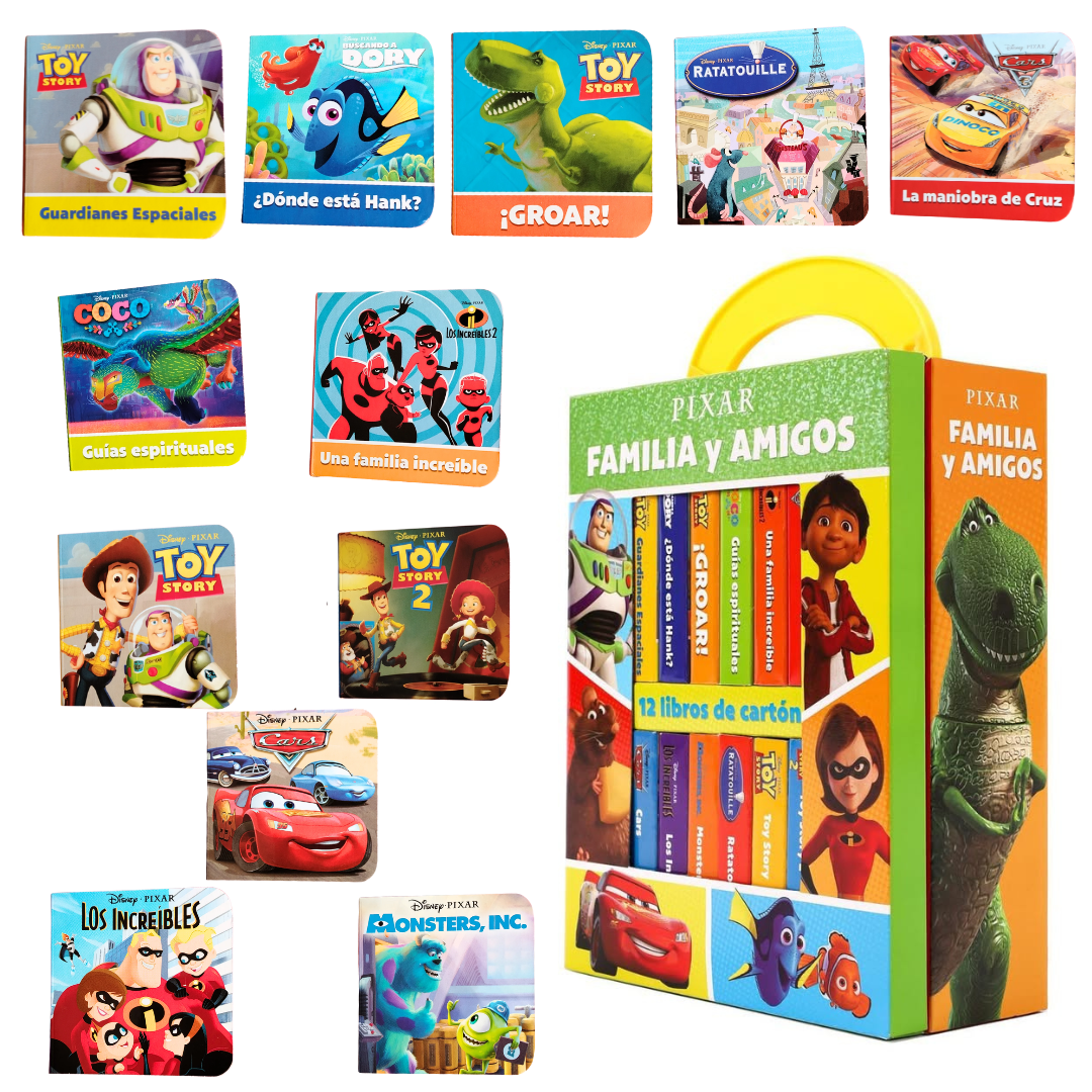 🌈 Mi Primera Biblioteca: Pixar – Familia y Amigos  📚✨ 12 mini libros para soñar, aprender y crecer